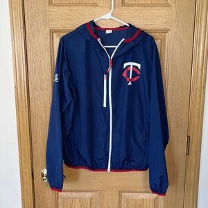 Minnesota MN Twins Light Weight Hooded Full Zip Windbreaker Medium